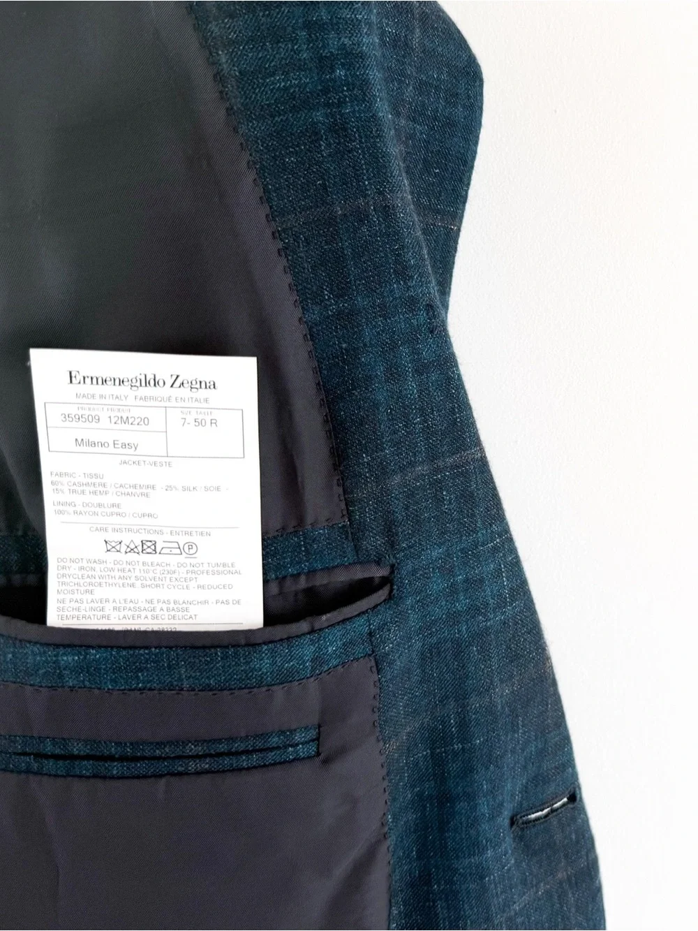 NEW Ermenegildo Zegna Cashmere Milano Easy Teal Plaid Sport Coat Men Blazer 40R